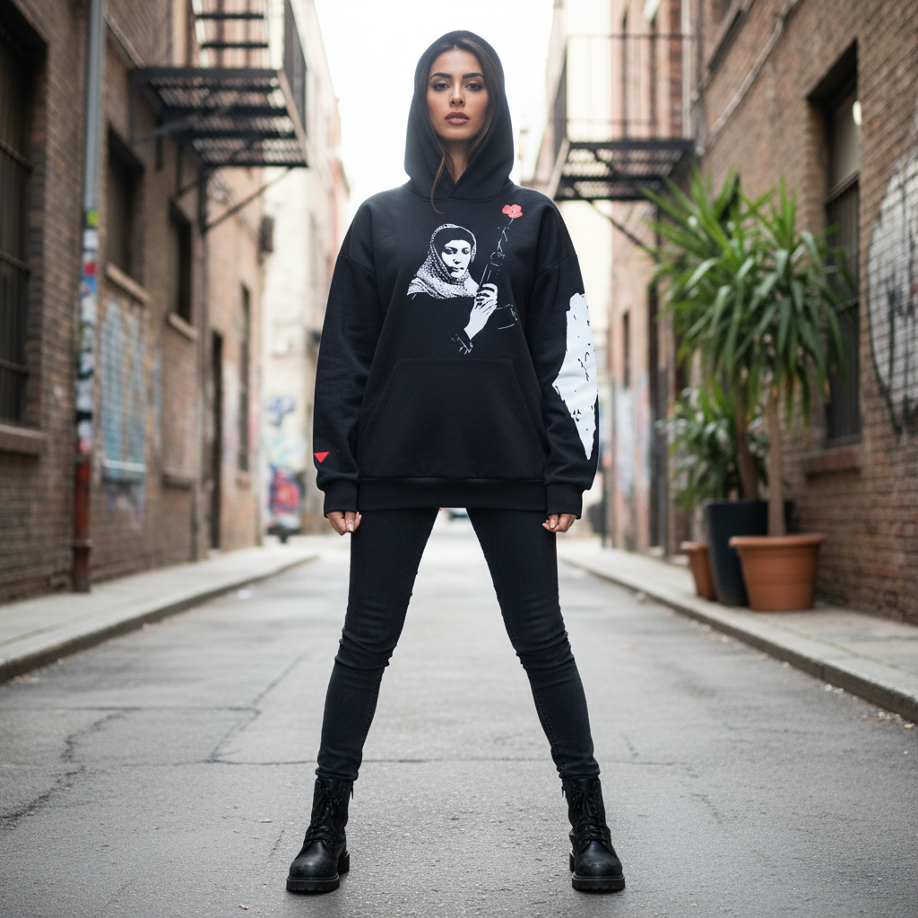 Arab Woman Wearing Hoodie - Square Format for Hero