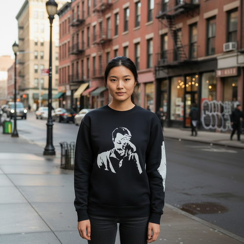 Asian woman wearing Ghassan Kanafani sweatshirt - no pouch