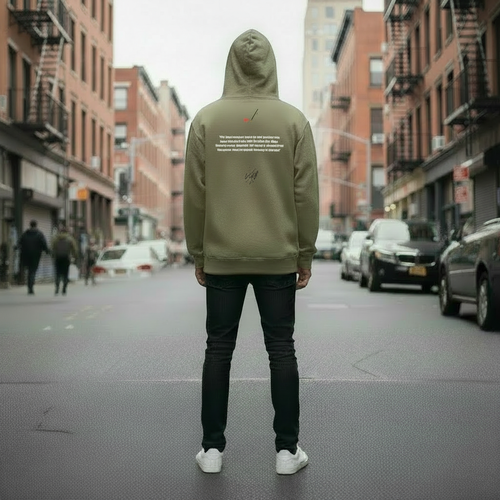 Ghassan Kanafani hoodie - white quote text, black pen and signature