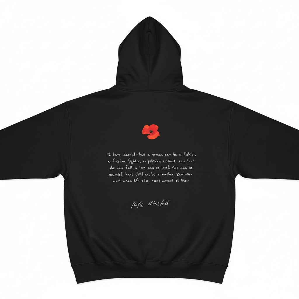 Leila Khaled Hoodie Back - Wrinkle-Free