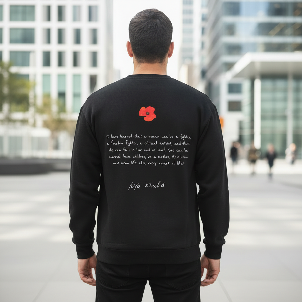Leila Khaled long sleeve shirt - back view no hood